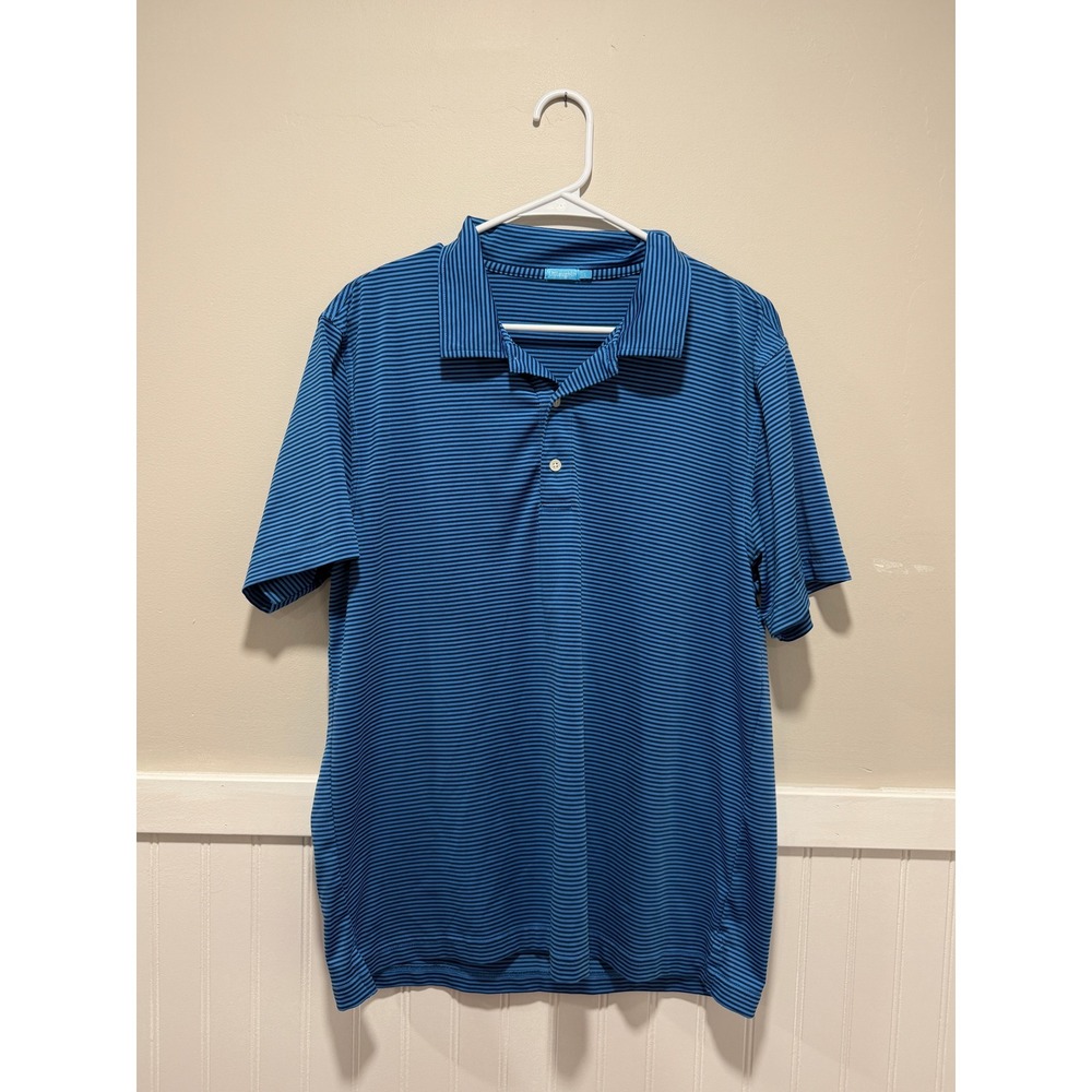 J. McLaughlin Short Sleeve Performance Polo Stripes Men Size Large